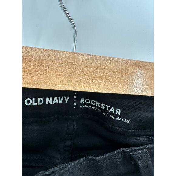 Old Navy Rockstar Mid Rise Black Jack Cotton Blend Jeans Women's Size 4 Petite - Picture 5 of 8